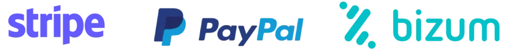 payment icons of paypal, stripe and bizum