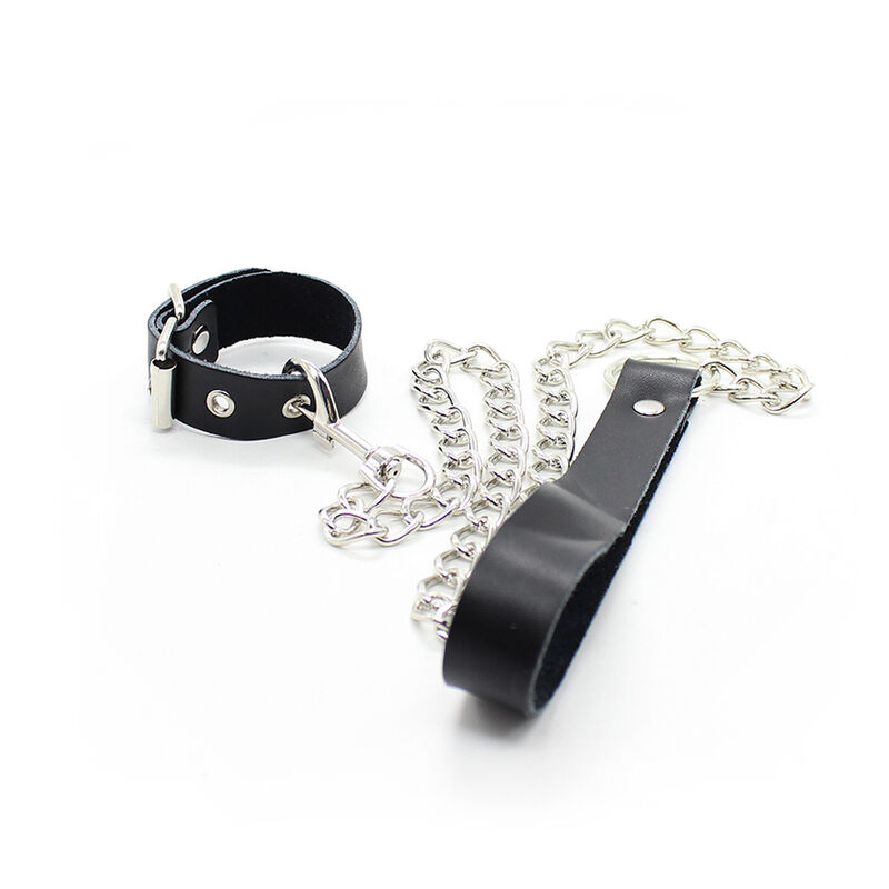 OHMAMA FETISH - COLLAR PARA PENE Y CORREA PIEL CON CADENA METALICA - Imagen 2
