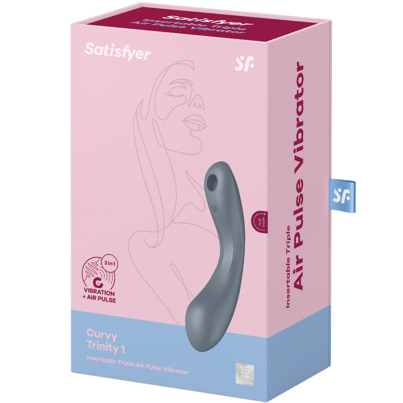 SATISFYER - CURVE TRINITY 1 AIR PULSE VIBRATION GRIS - Imagen 4