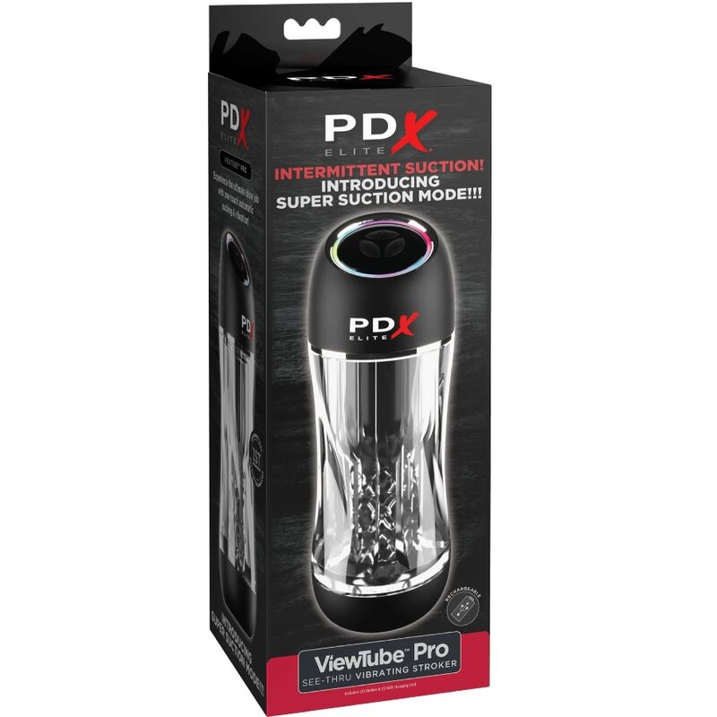 PDX ELITE - MASTURBADOR STROKER VIEWTUBE PRO VIBRADOR TRANSPARENTE - Imagen 2
