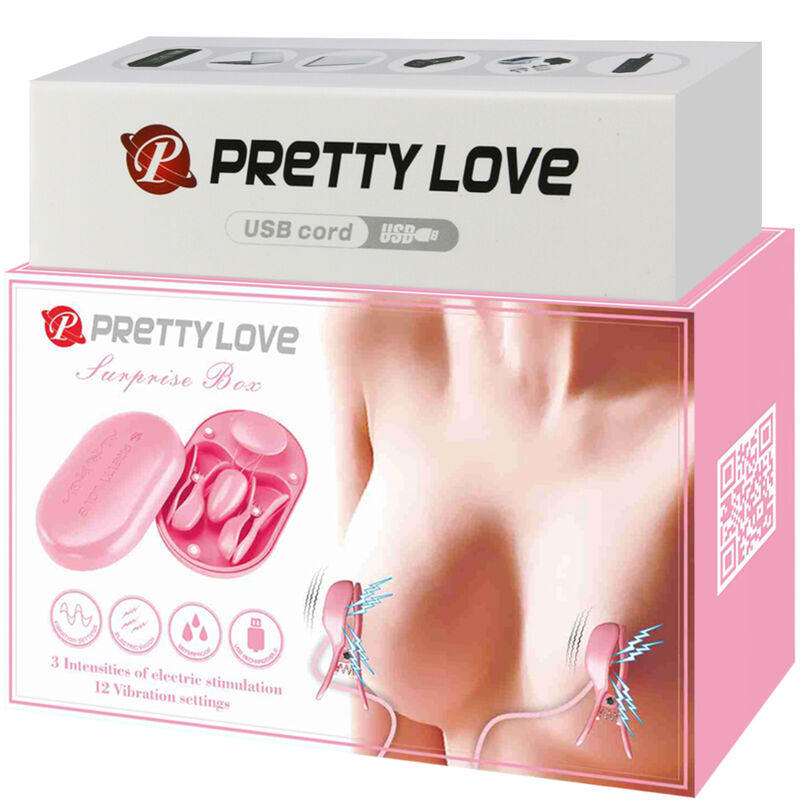 PRETTY LOVE - SURPRISE BOX PINZAS ELECTRO ESTIMULACION ROSA - Imagen 2