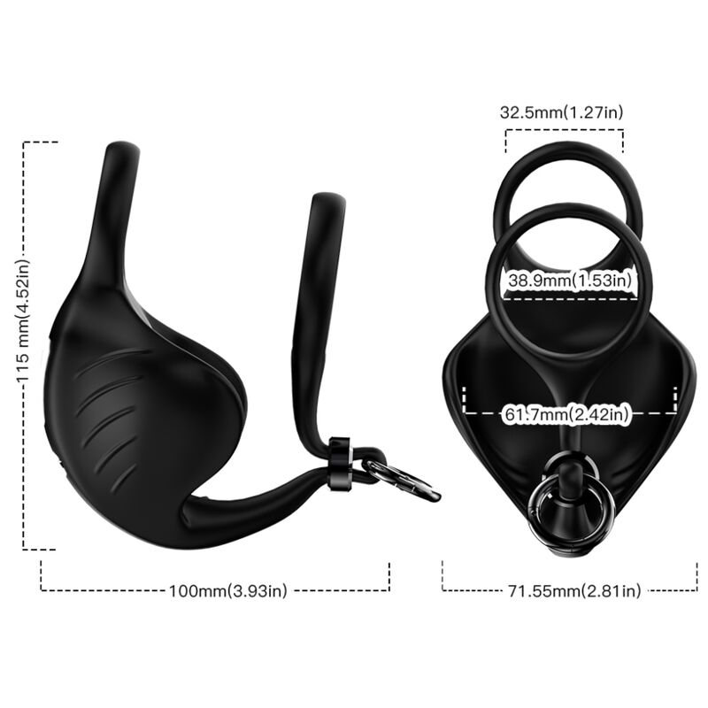 ARMONY - MANTA ANILLO VIBRADOR TESTÍCULOS NEGRO - Imagen 3