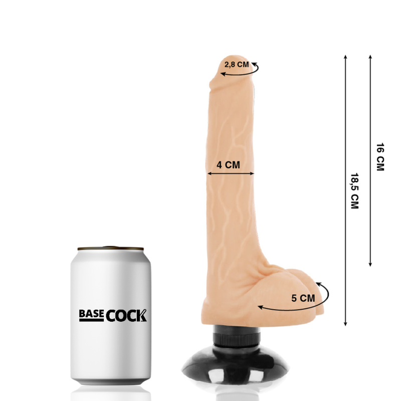 BASECOCK - VIBRADOR REALÍSTICO 2-1 NATURAL 18.5 CM -O- 4 CM - Imagen 4