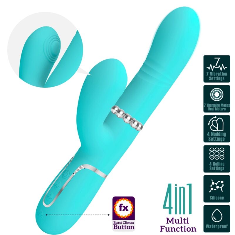 PRETTY LOVE - VIBRADOR PUNTO G MULTIFUNCIÓN VERDE AGUA - Imagen 2