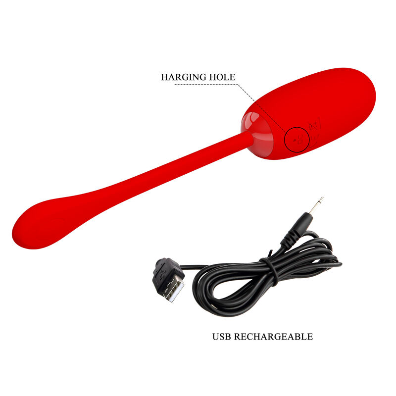 PRETTY LOVE - JULIUS HUEVO VIBRADOR IMPERMEBLE & RECARGABLE ROJO - Imagen 8