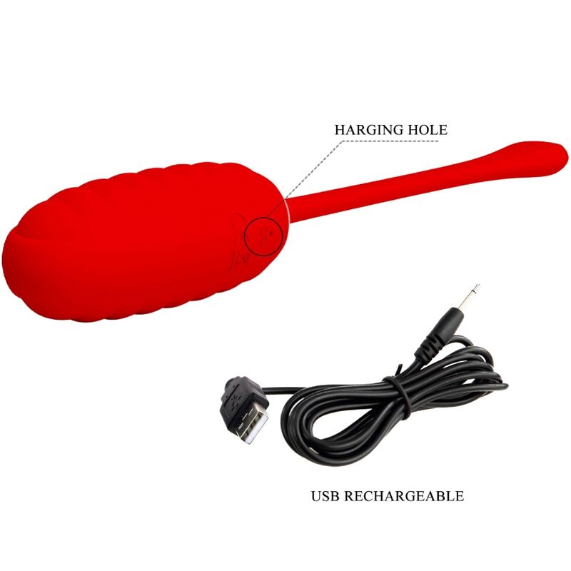 PRETTY LOVE - KIRK HUEVO VIBRADOR RECARGABLE ROJO - Imagen 8