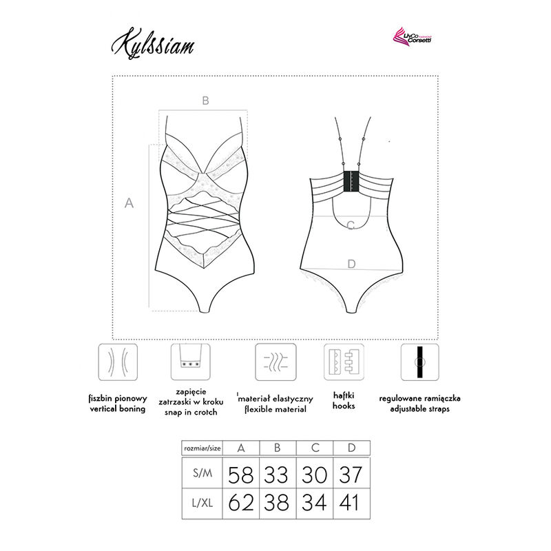 LIVCO CORSETTI FASHION - KYLSSIAM LC 90613 BODY NEGRO S/M - Imagen 3