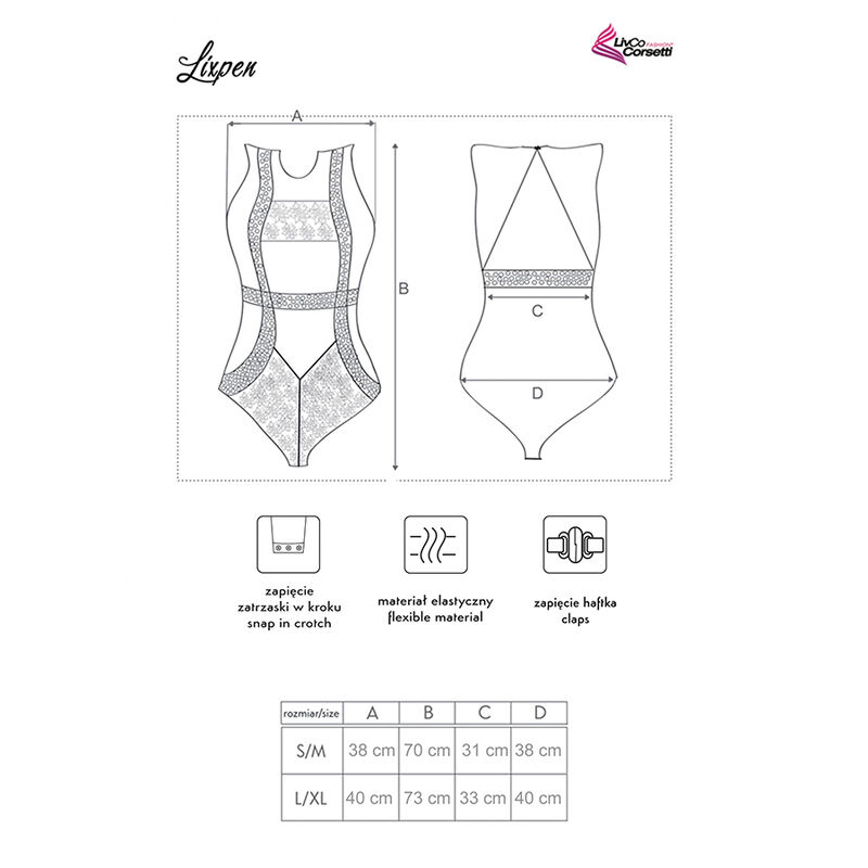 LIVCO CORSETTI FASHION - LIXPEN LC 90612 BODY NEGRO S/M - Imagen 2