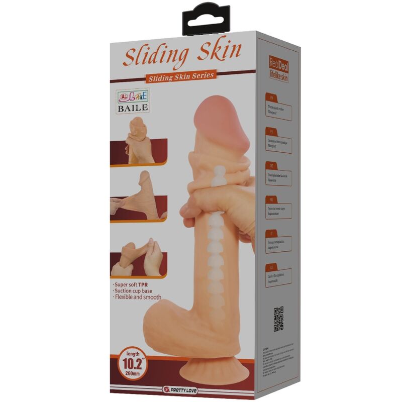 PRETTY LOVE - SLIDING SKIN SERIES DILDO REALÍSTICO CON VENTOSA PIEL DESLIZANTE 26 CM - Imagen 5