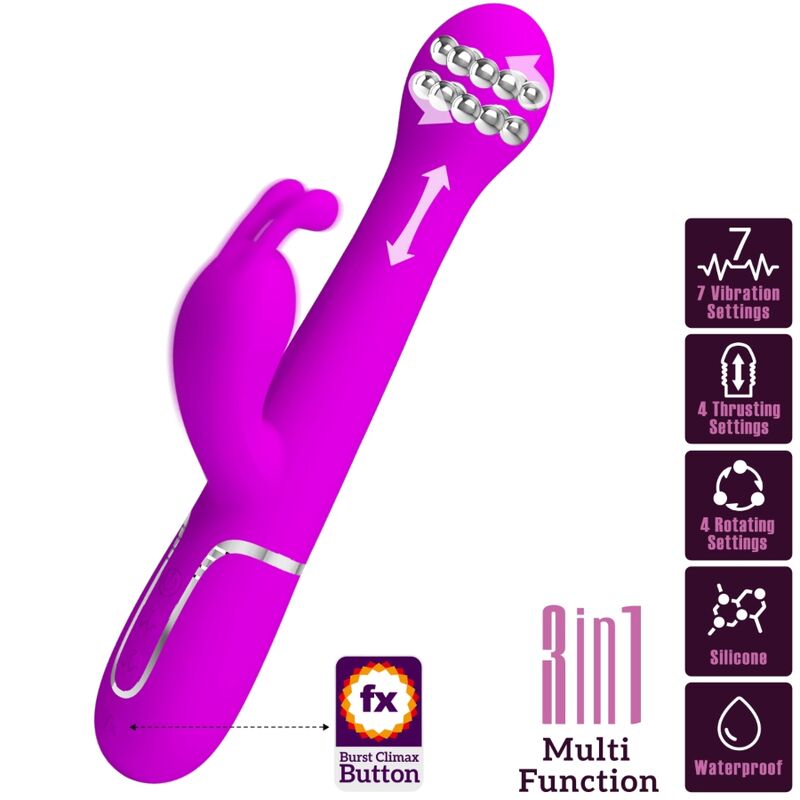 PRETTY LOVE - DEJON VIBRADOR RABBIT 3 EN 1 MULTIFUNCIÓN VIOLETA - Imagen 3