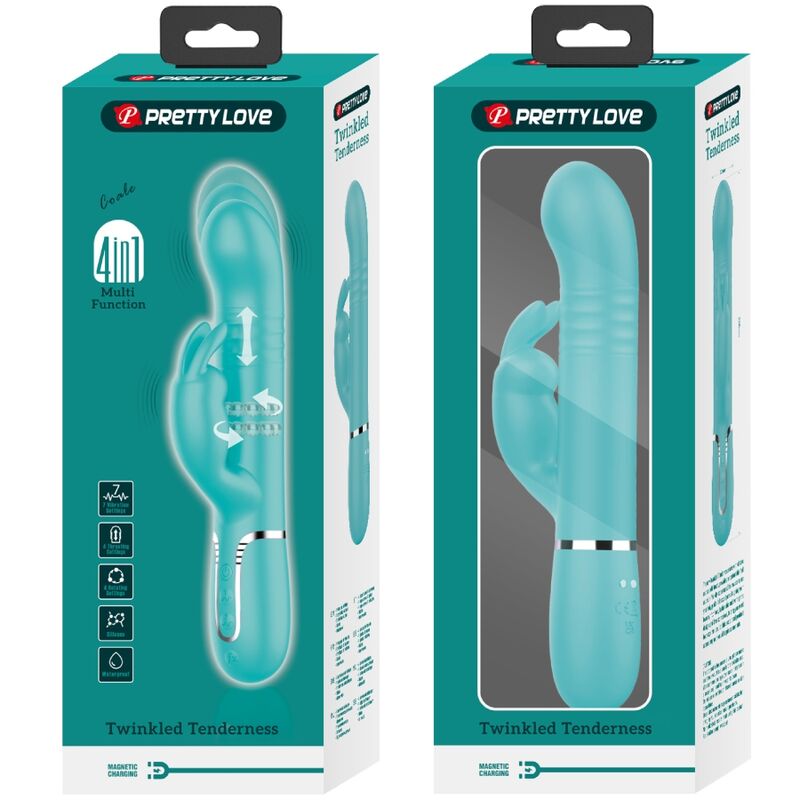 PRETTY LOVE - VIBRADOR COALE RABBIT PERLAS VERDE AGUA - Imagen 10
