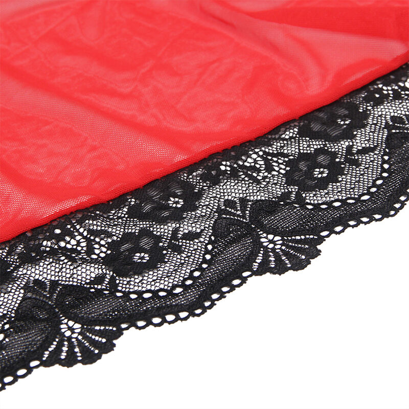 SUBBLIME - BATA TELA TRANSPARENTE DETALLE ENCAJE ROJO S/M - Imagen 10