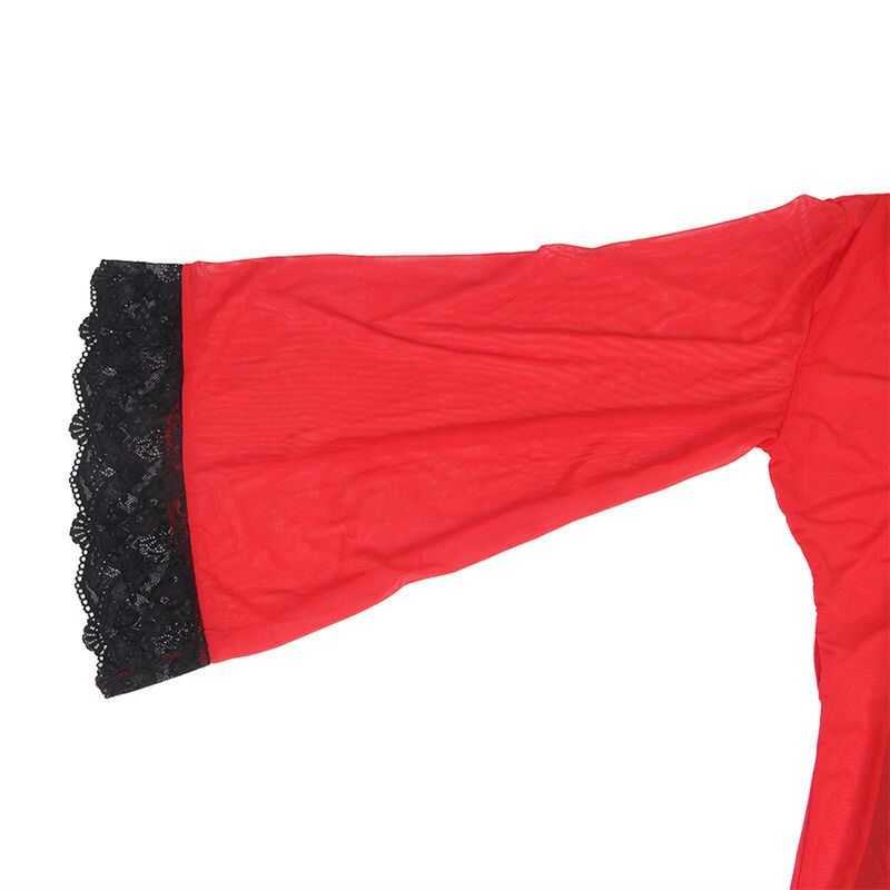 SUBBLIME - BATA TELA TRANSPARENTE DETALLE ENCAJE ROJO S/M - Imagen 8