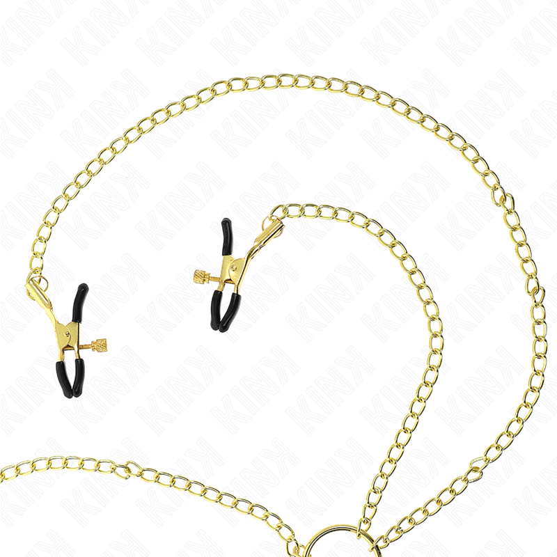 KINK - PINZAS PARA PEZONES Y CLÍTORIS 4 ENGANCHES AJUSTABLE DORADO - Imagen 2