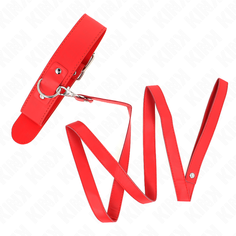 KINK - COLLAR CON CORREA 116 CM FINO ROJO AJUSTABLE 32-50 CM X 8 CM - Imagen 5