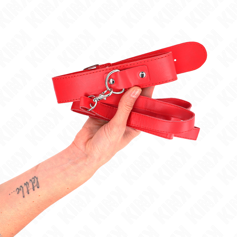 KINK - COLLAR CON CORREA 116 CM FINO ROJO AJUSTABLE 32-50 CM X 8 CM - Imagen 2
