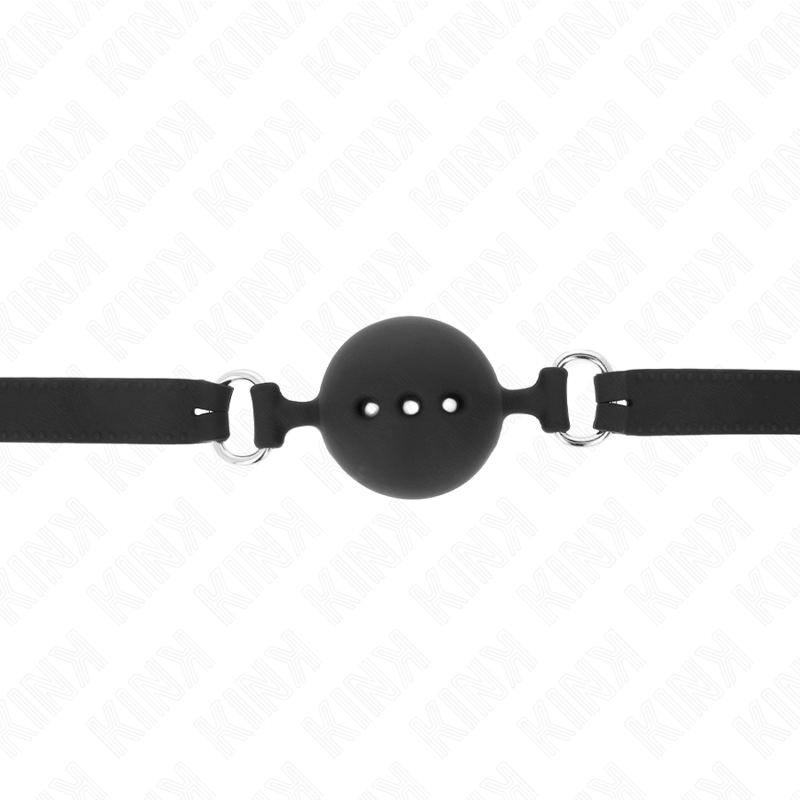 KINK - MORDAZA 55 x 2 CM DE BOLA 4.5 CM DE SILICONA COMPLETA TALLA M NEGRO AJUSTABLE 35-51 CM - Imagen 2