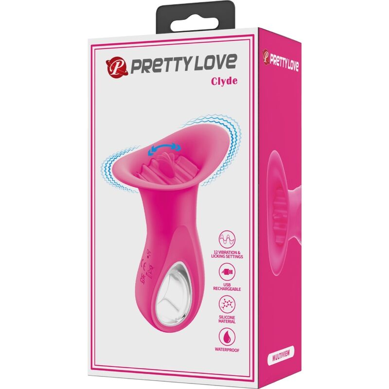 PRETTY LOVE - CLYDE VIBRADOR ORAL LENGUA VIBRADORA 12 VIBRACIONES ROSA - Imagen 3