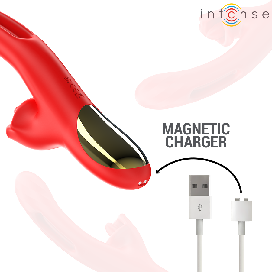 INTENSE - JESSICA VIBRADOR MULTIFUNCIÓN ESTIMULACIÓN CLÍTORIS 24.8 CM ROJO - Imagen 6