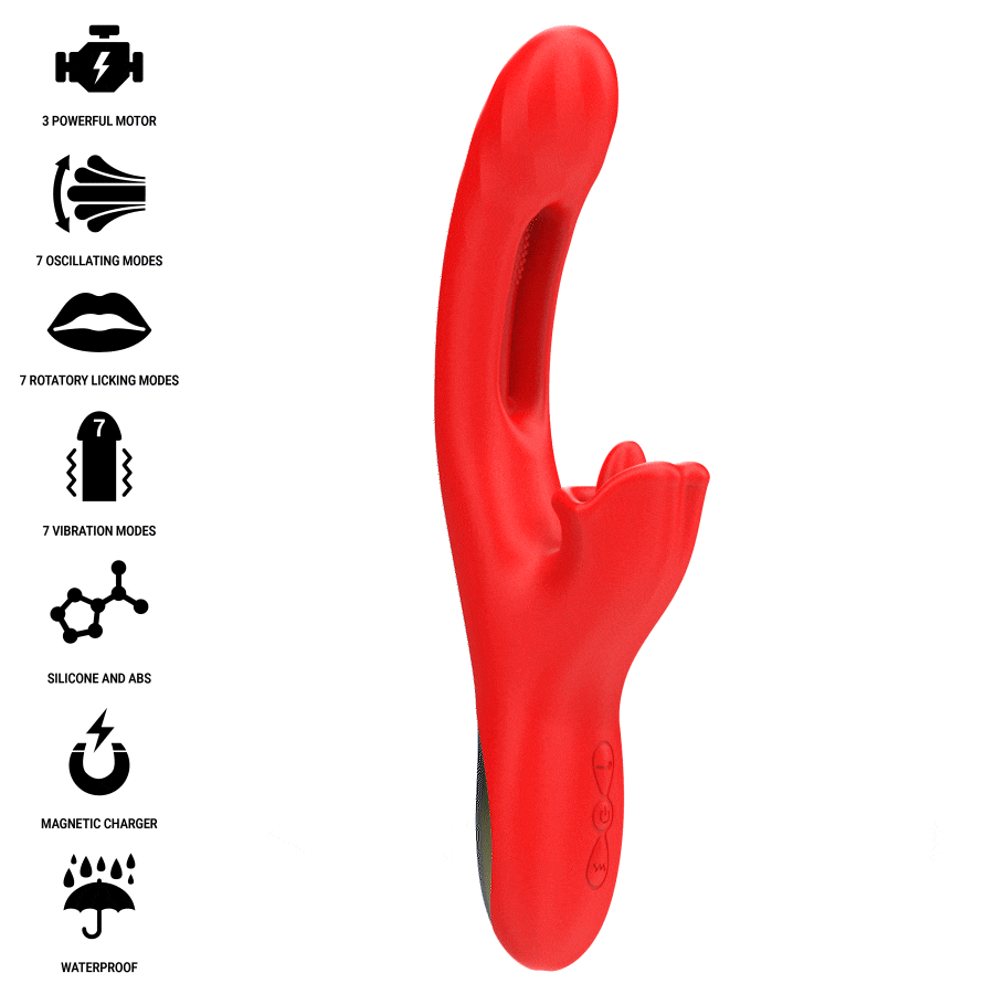 INTENSE - JESSICA VIBRADOR MULTIFUNCIÓN ESTIMULACIÓN CLÍTORIS 24.8 CM ROJO - Imagen 8