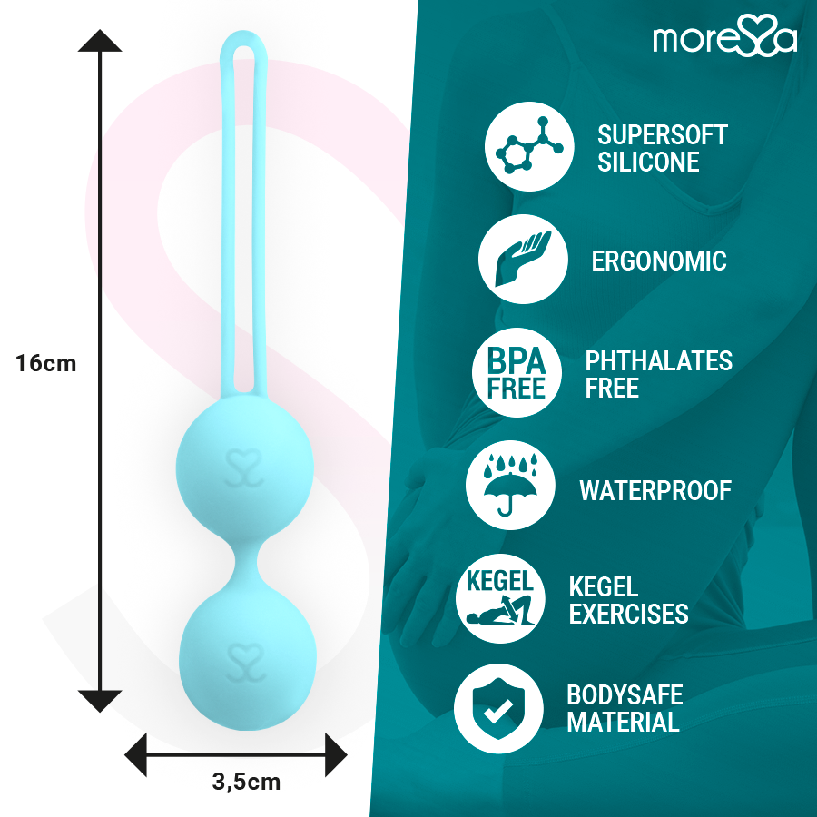 MORESSA - OSIAN TWO ENTRENAMIENTO SUELO PELVICO 101gr PREMIUM SILICONA TURQUESA - Imagen 3