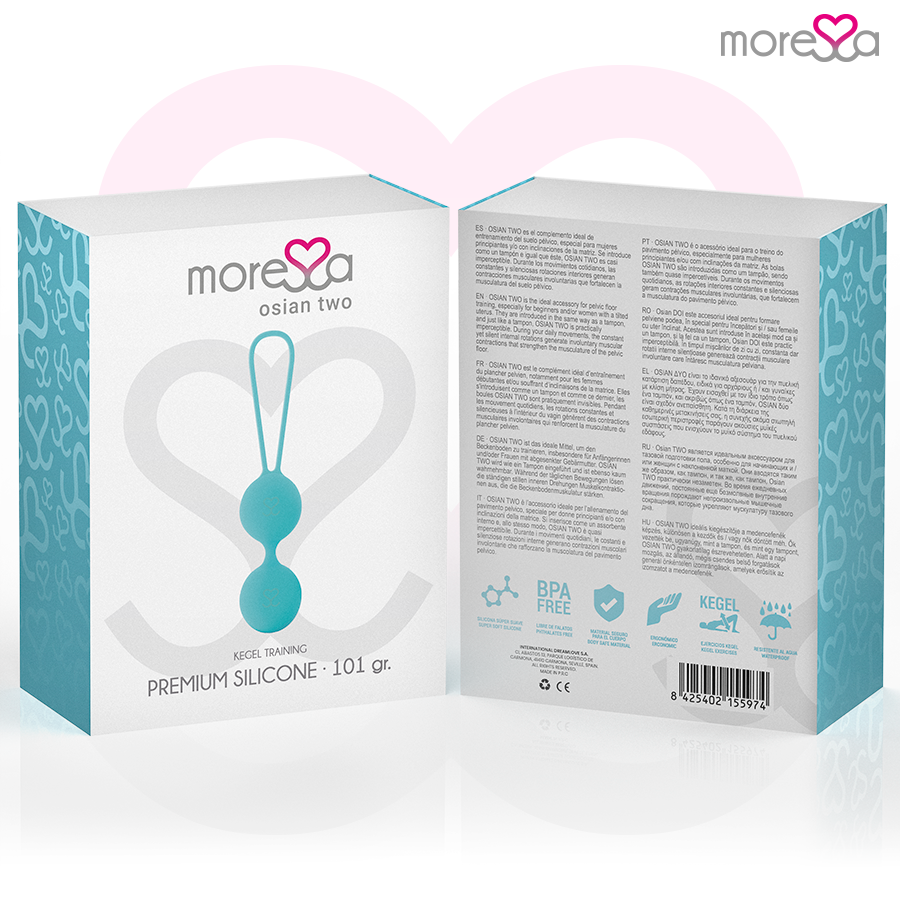 MORESSA - OSIAN TWO ENTRENAMIENTO SUELO PELVICO 101gr PREMIUM SILICONA TURQUESA - Imagen 5