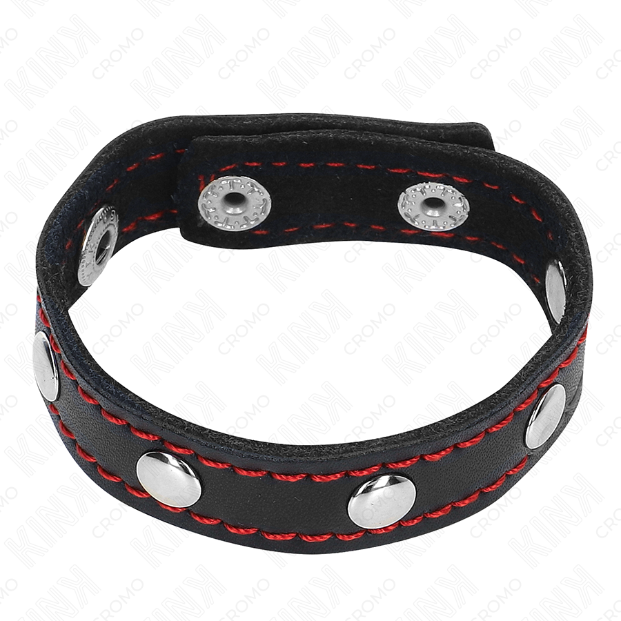 KINK - ANILLO PENE CUERO CON CIERRE A PRESIÓN FORRO ROJO 21 X 1.5 CM - Imagen 4