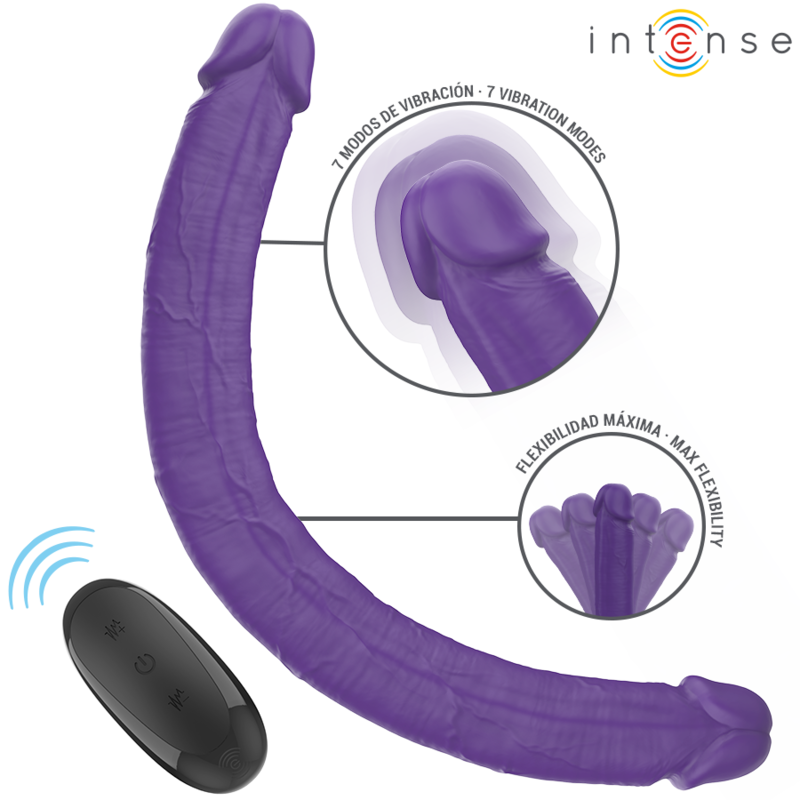INTENSE - GUNTER DILDO DOBLE VIBRADOR 40 CM MORADO CONTROL REMOTO - Imagen 2