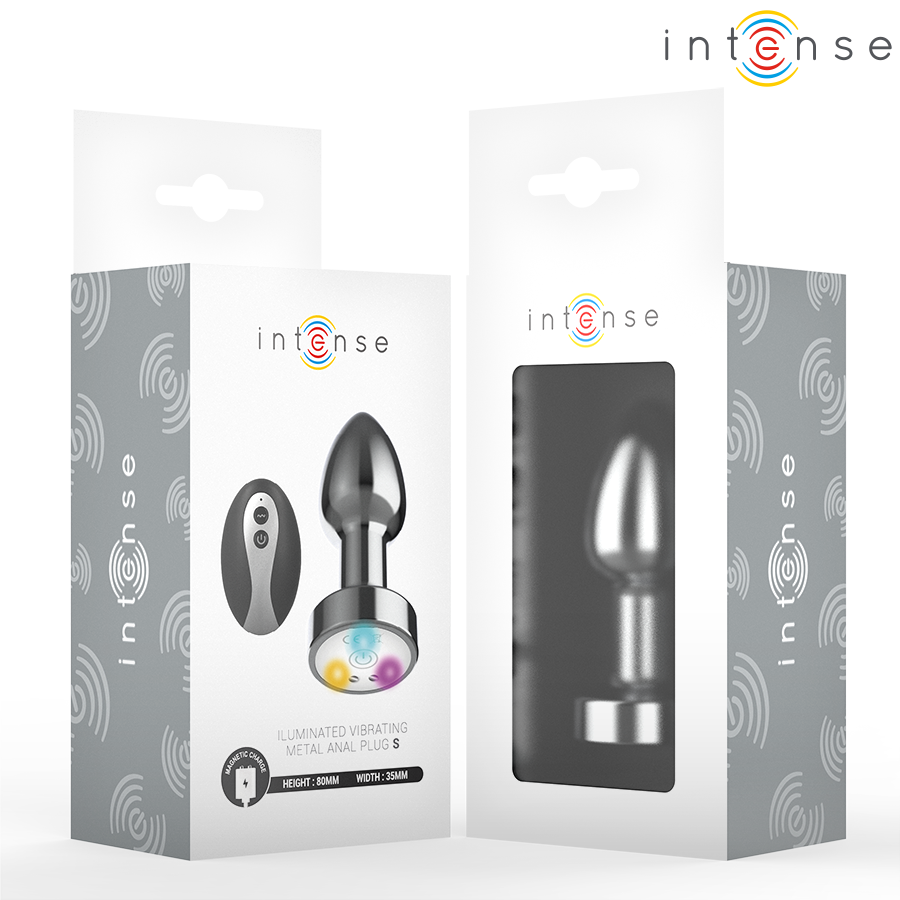 INTENSE - PLUG ANAL TALLA S DE METAL VIBRADOR CON LUCES LED MULTICOLOR Y CONTROL REMOTO - Imagen 3