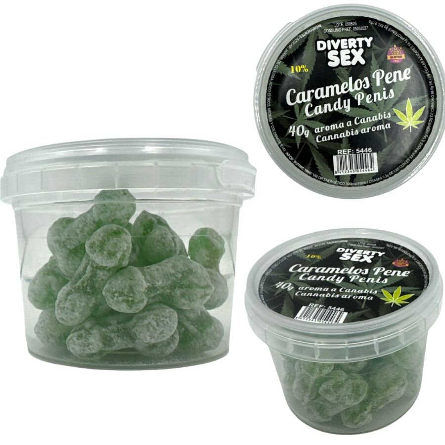 DIABLO PICANTE - 20 CARAMELOS CON FORMA DE PENE CON AROMA CANNABIS