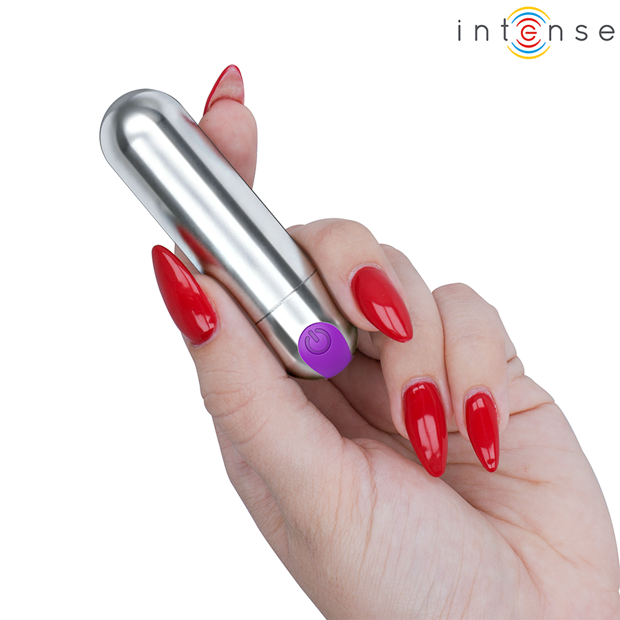 INTENSE - KAREN MINI BALA VIBRADORA 10 MODOS RECARGABLE PLATEADO - Imagen 4