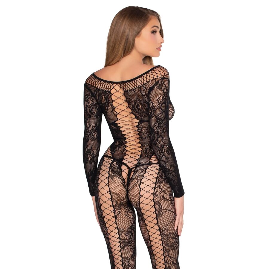 LEG AVENUE - 89369 JUMPSUIT DE RED Y ENCAJE NEGRO - TALLA ÚNICA - Imagen 6