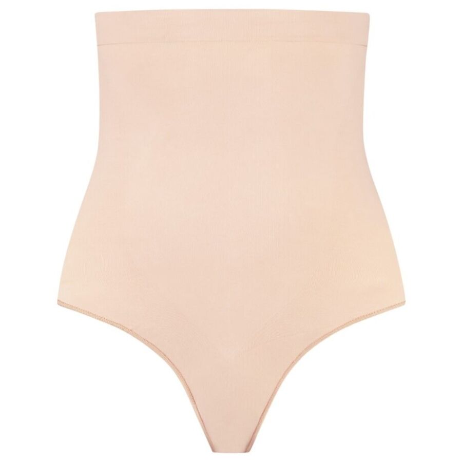 BYE-BRA - TANGA DE TALLE ALTO SIN COSTURAS BEIGE TALLA L