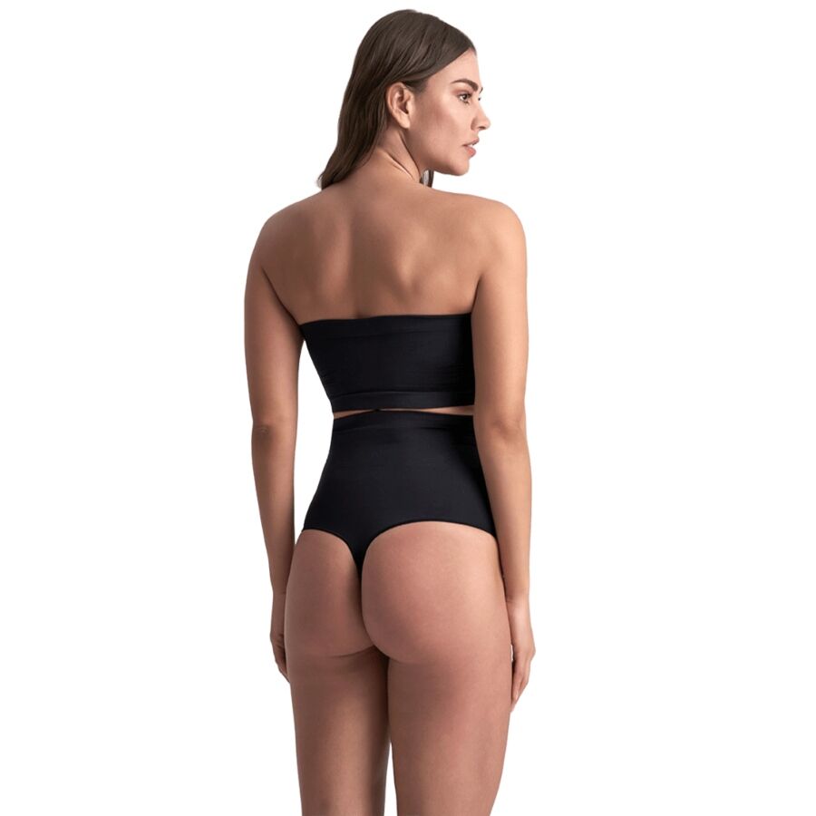BYE-BRA - TANGA DE TALLE ALTO SIN COSTURAS NEGRO TALLA XXL - Imagen 2