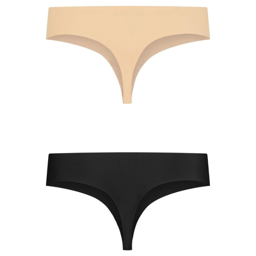 BYE-BRA - PACK 2 TANGAS INVISIBLES BEIGE Y NEGRO TALLA XL