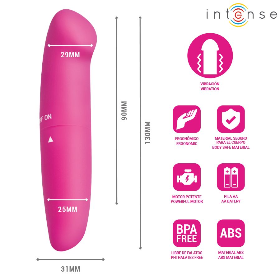 INTENSE - PHIL VIBRADOR PUNTO G ROSA 13 CM - Imagen 2