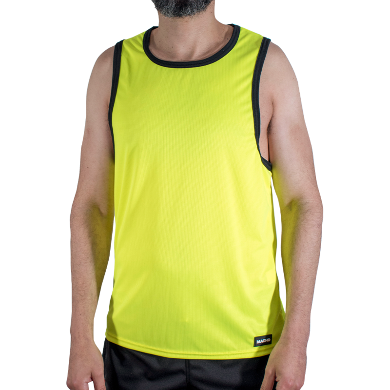 MACHO - CMV001 CAMISETA GYM AMARILLA L/XL