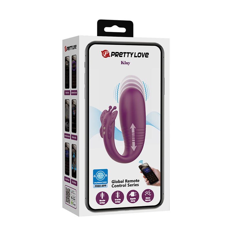 PRETTY LOVE - KLAY VIBRADOR HUEVO CON EMPUJE APP CONTROL MORADO - Imagen 17