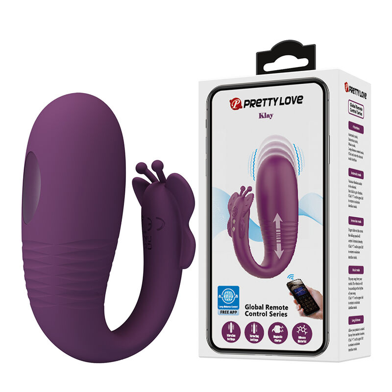 PRETTY LOVE - KLAY VIBRADOR HUEVO CON EMPUJE APP CONTROL MORADO - Imagen 2