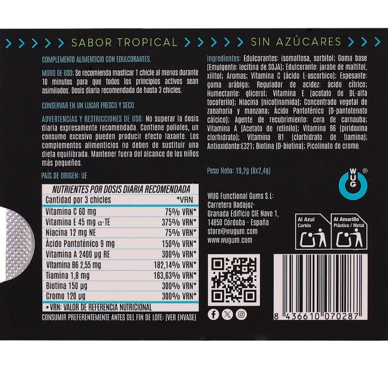 WUG Multivit - El chicle funcional que refuerza tus defensas cada día BLISTER 8 UDS - Imagen 3