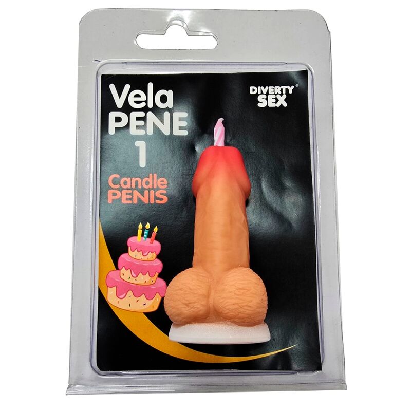 DIABLO PICANTE - VELA PENE EN FORMA DE NÚMERO 1 COLOR CARNE