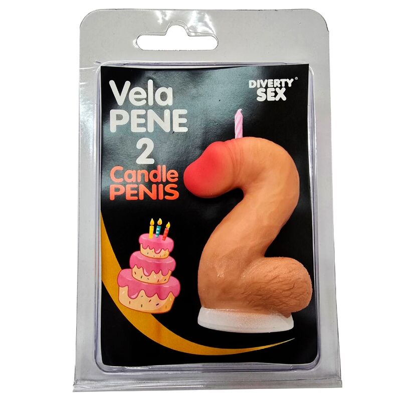 DIABLO PICANTE - VELA PENE EN FORMA DE NÚMERO 2 COLOR CARNE