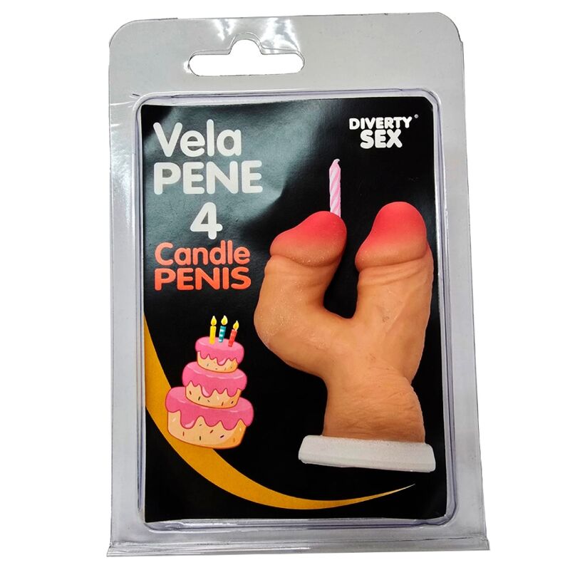 DIABLO PICANTE - VELA PENE EN FORMA DE NÚMERO 4 COLOR CARNE