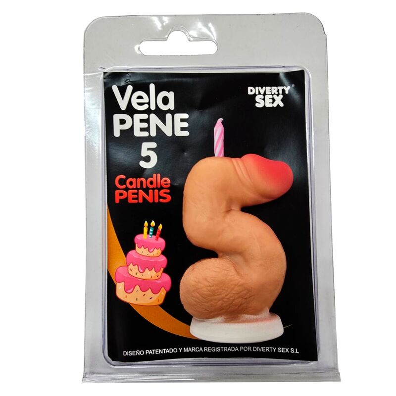 DIABLO PICANTE - VELA PENE EN FORMA DE NÚMERO 5 COLOR CARNE