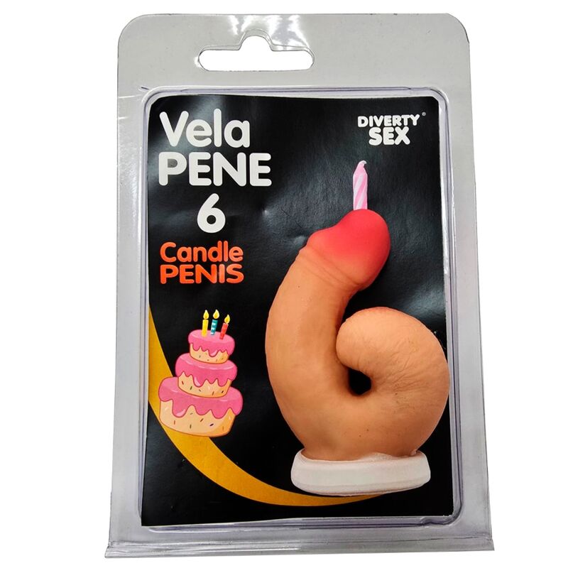 DIABLO PICANTE - VELA PENE EN FORMA DE NÚMERO 6 COLOR CARNE