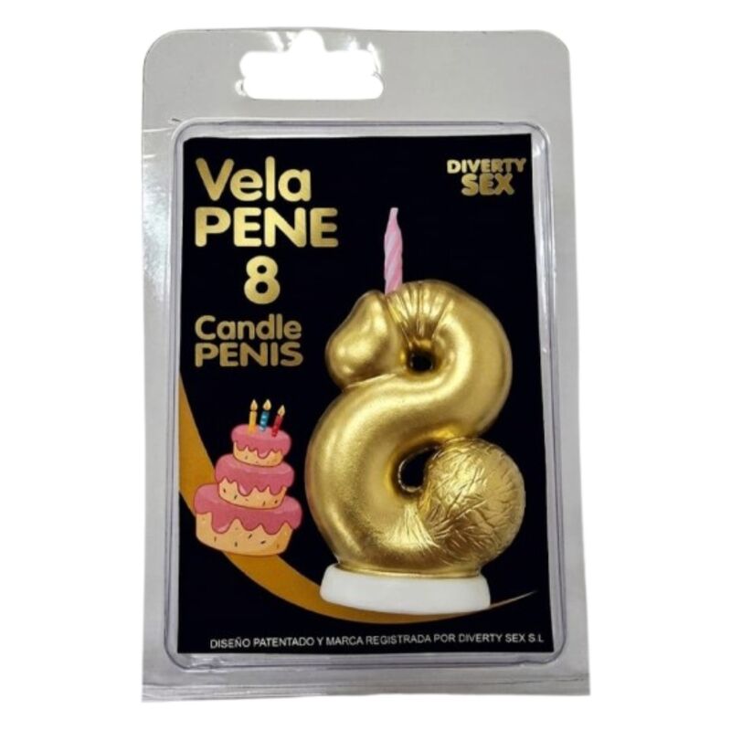 DIABLO PICANTE - VELA PENE EN FORMA DE NÚMERO 8 COLOR DORADO