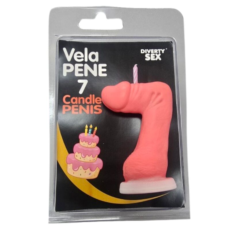 DIABLO PICANTE - VELA PENE EN FORMA DE NÚMERO 7 COLOR ROSA