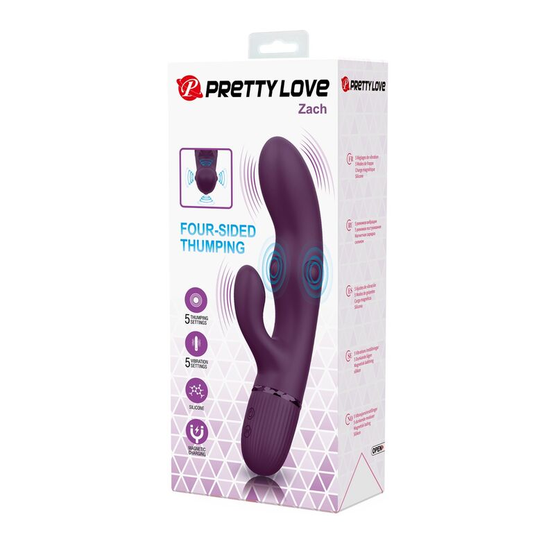 PRETTY LOVE - ZACH VIBRADOR RABBIT RECARGABLE CON EMPUJE 5+5 FUNCIONES - Imagen 11