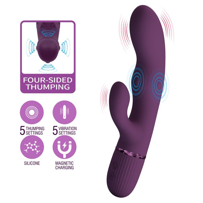 PRETTY LOVE - ZACH VIBRADOR RABBIT RECARGABLE CON EMPUJE 5+5 FUNCIONES - Imagen 8