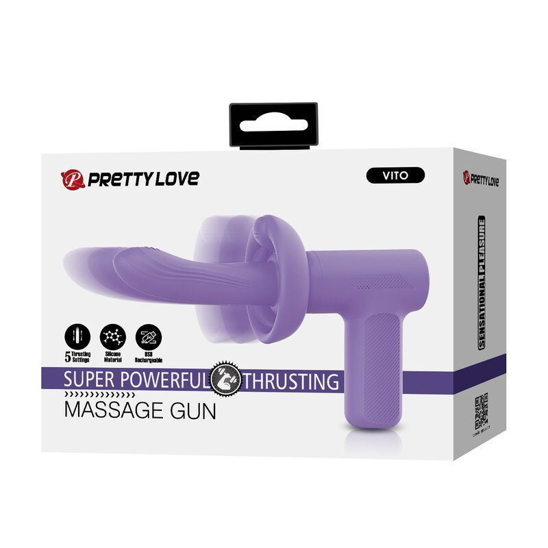 PRETTY LOVE - VITO PISTOLA DE MASAJE CON EMPUJE 5 MODOS MORADO - Imagen 6
